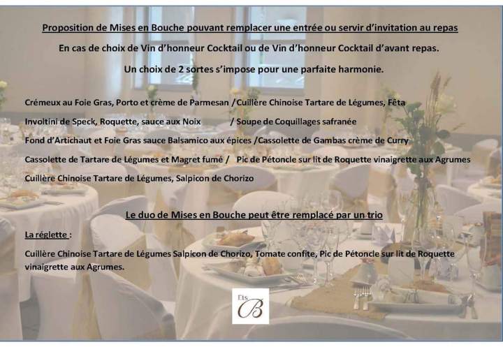 Menu mise en bouche mariage Arcis-sur-Aube