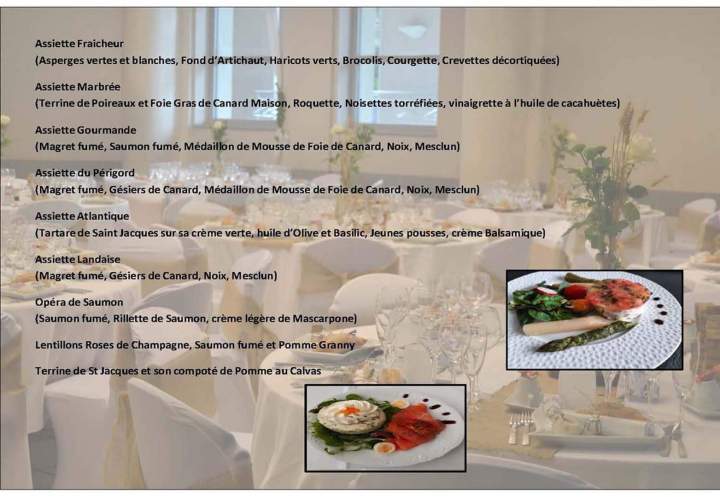 Menu réception de mariage Arcis-sur-Aube
