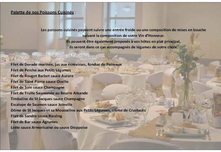 Menu poissons mariage Arcis-sur-Aube