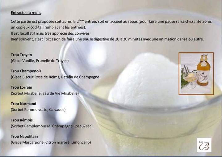 Menu entracte repas mariage Arcis-sur-Aube