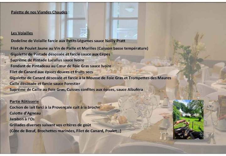 Menu viandes mariage Arcis-sur-Aube