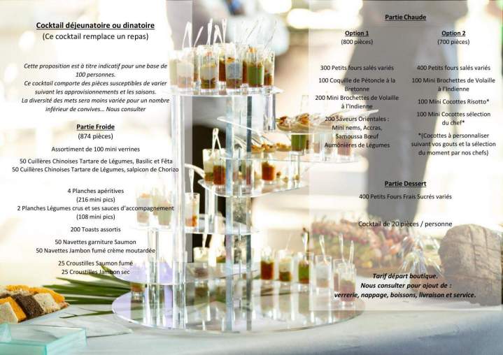 Cocktail dinatoire déjeunatoire Arcis-sur-Aube