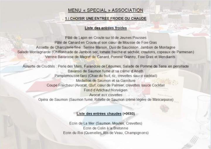 Menu spécial association Arcis-sur-Aube