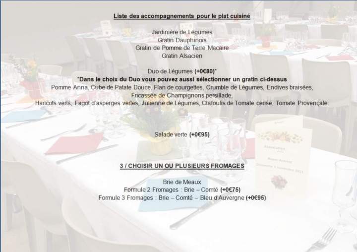 Menu accompagnement Arcis-sur-Aube