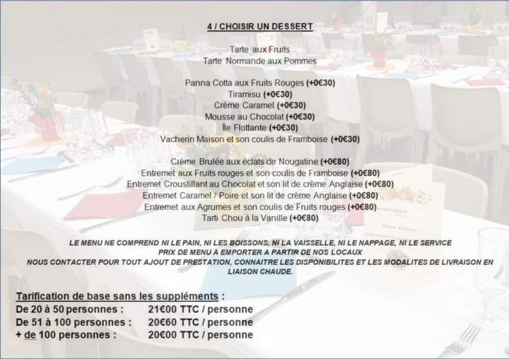 Menu dessert Arcis-sur-Aube