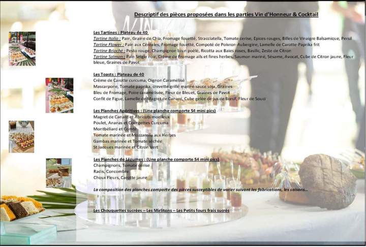 Menu cocktail mariage Arcis-sur-Aube