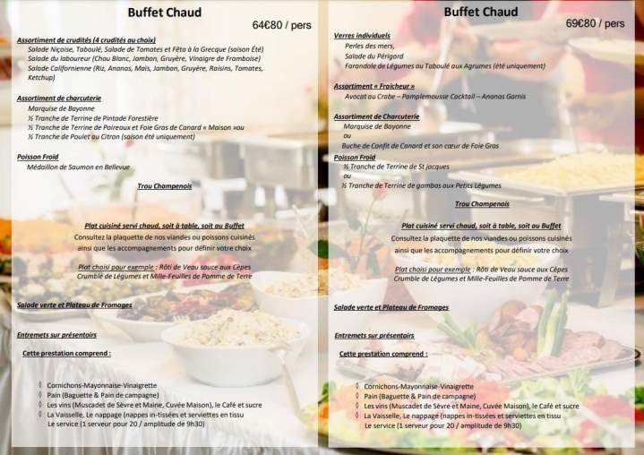 Menu buffet chaud Arcis-sur-Aube