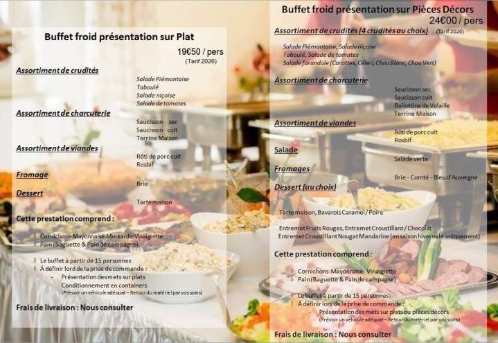 Menu buffet Arcis-sur-Aube
